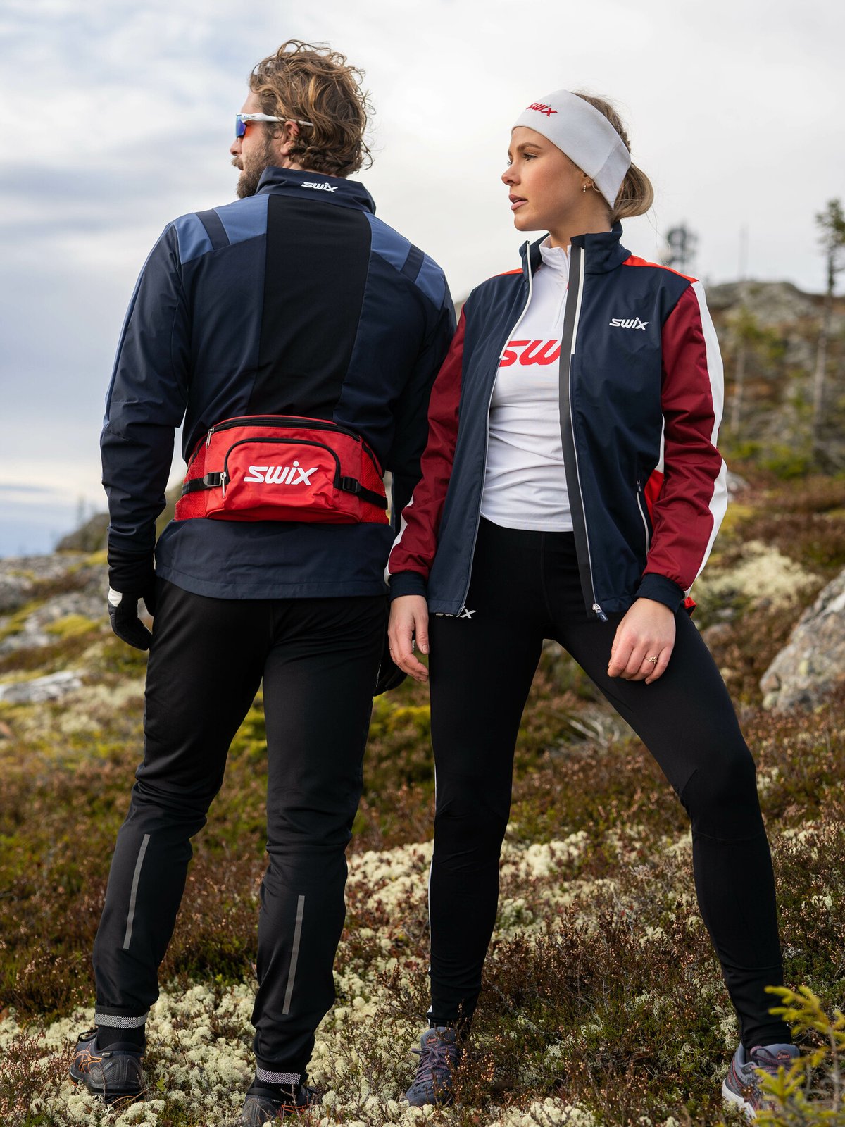 Swix Cross jacket Dark navy/ Rhubarb red