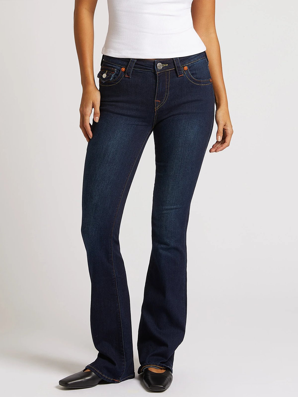 True Religion Becca Mid Rise Boot Cut Flap Muddy Waters