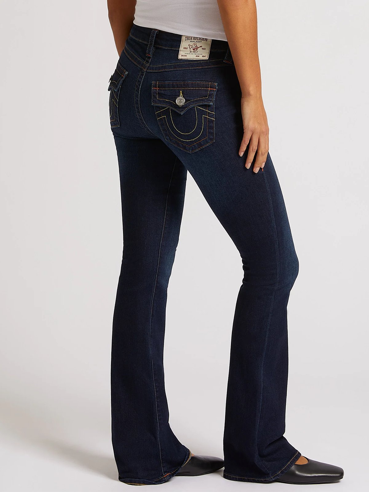 True Religion Becca Mid Rise Boot Cut Flap Muddy Waters