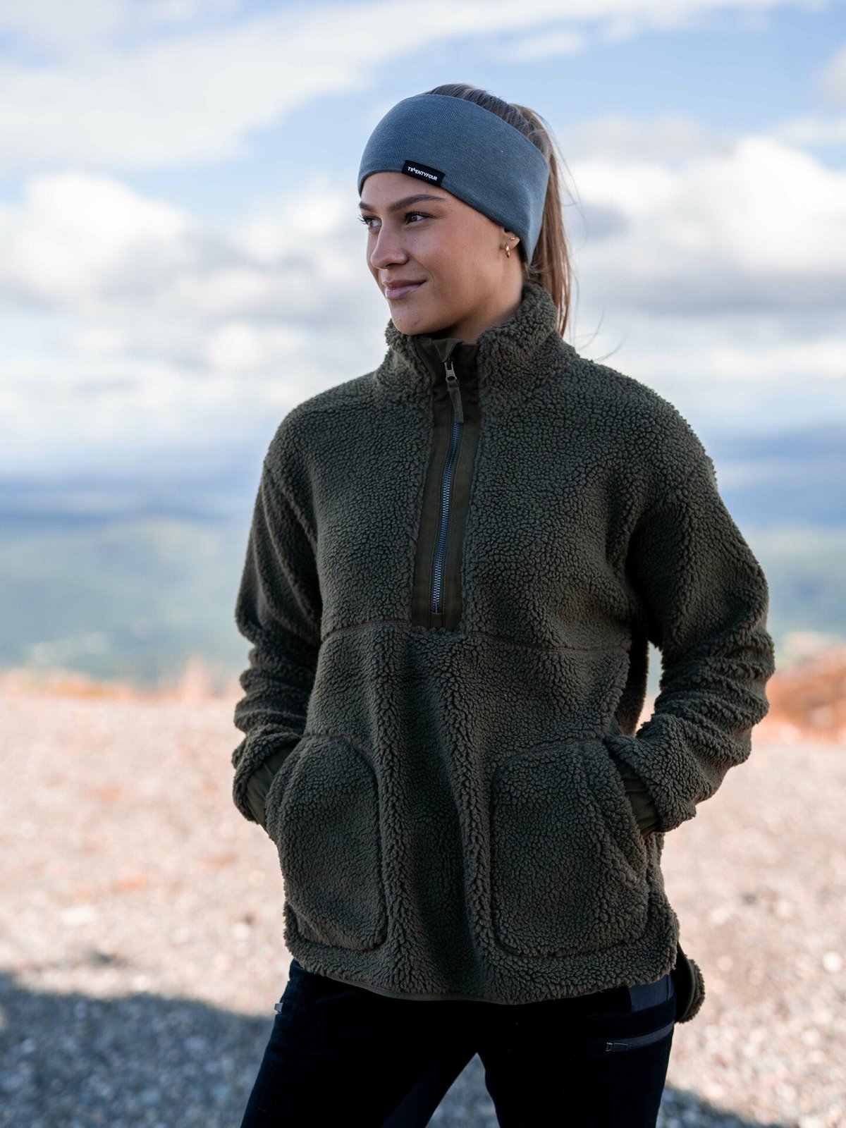 Twentyfour Mellow Nea Pile Half Zip Mørk Oliven