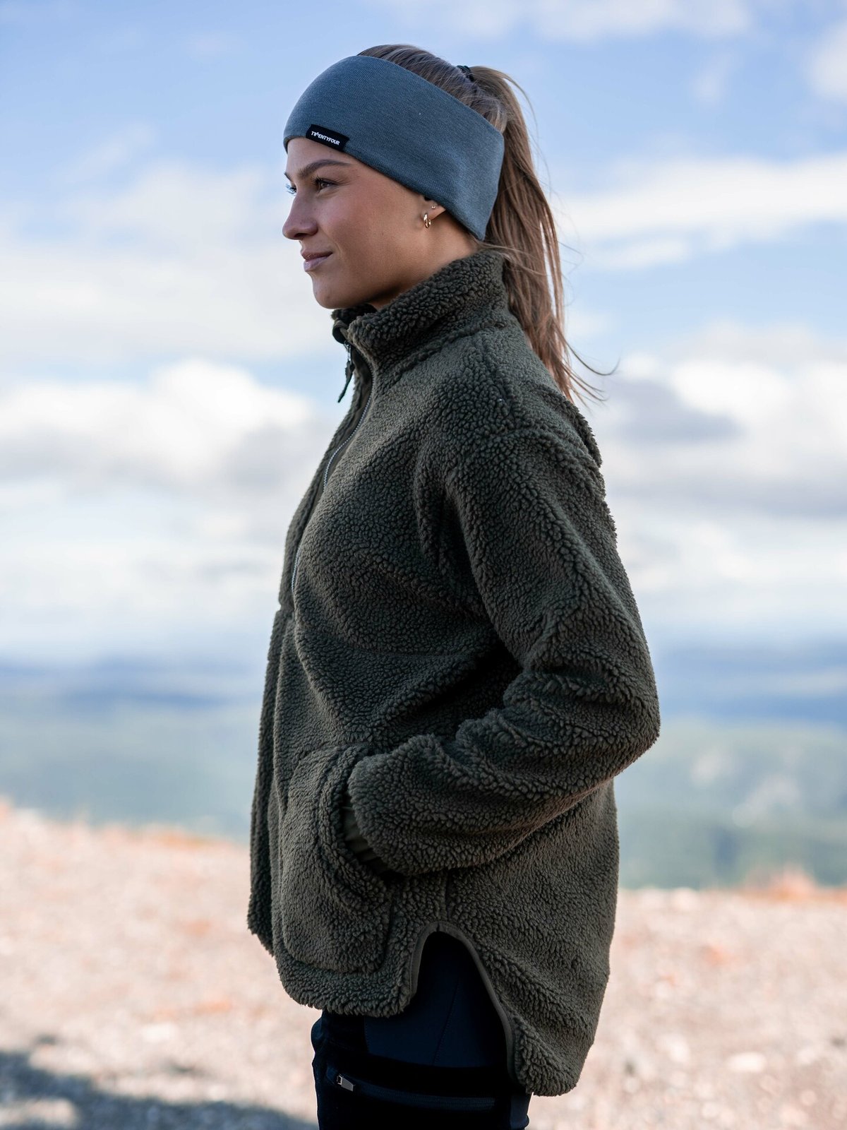 Twentyfour Mellow Nea Pile Half Zip Mørk Oliven