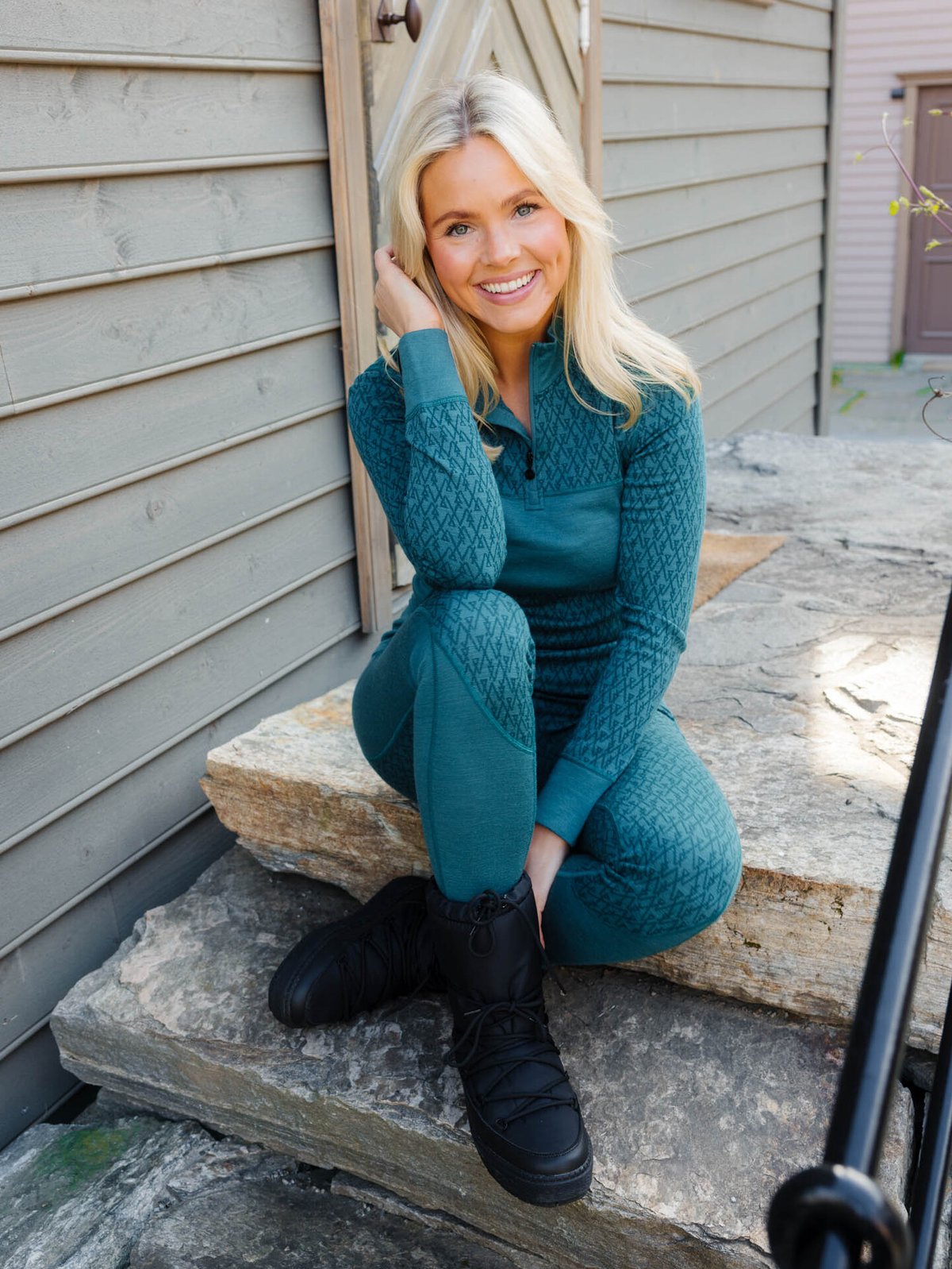 Twentyfour Aurora Aya Ull Half Zip Blågrønn
