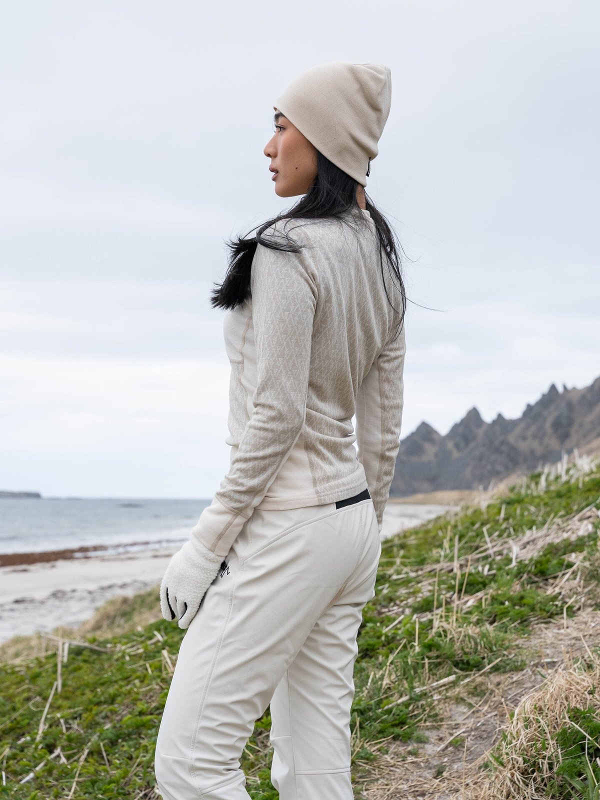 Twentyfour Aurora Aya Ull Half Zip Gråhvit