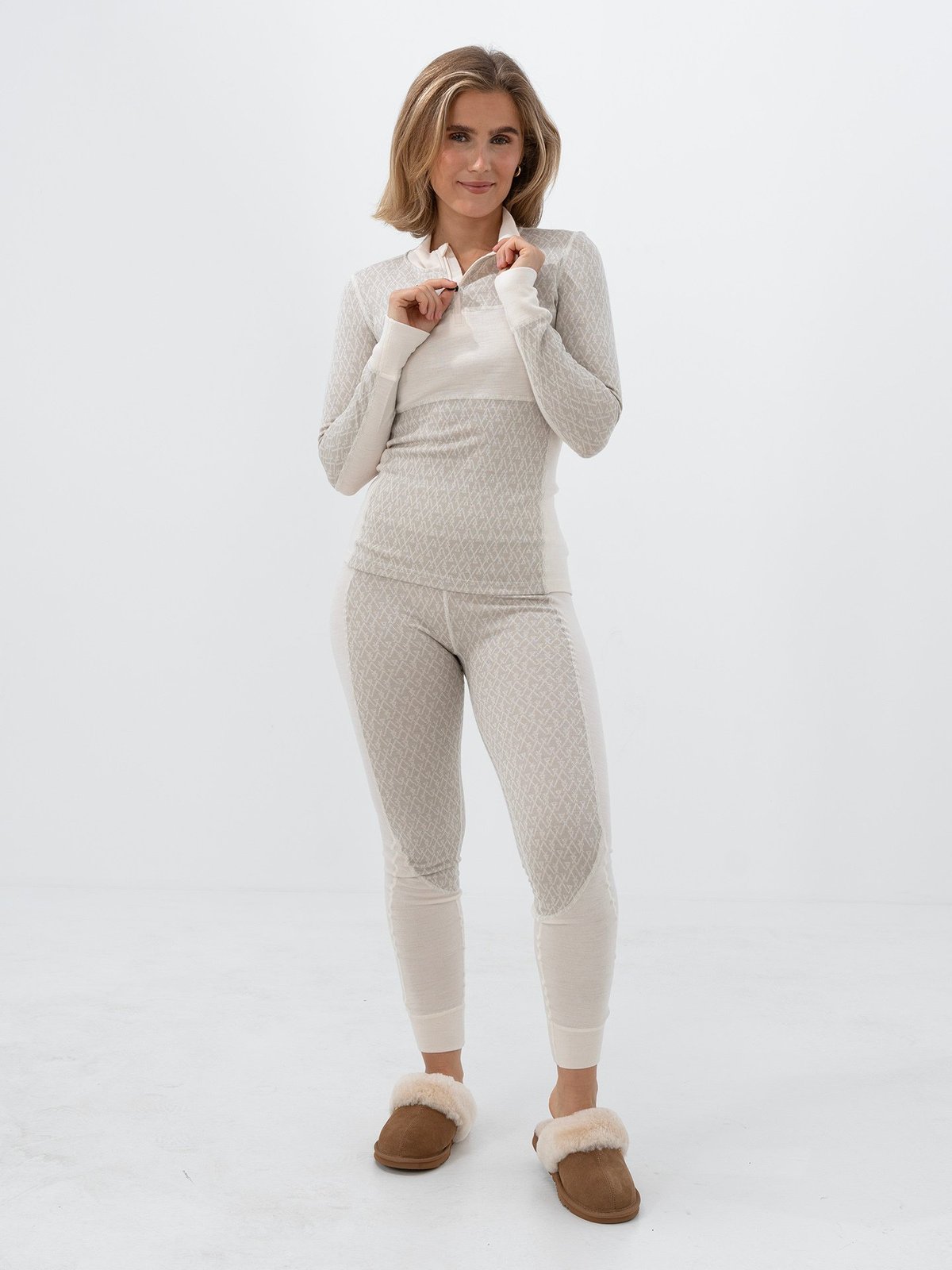 Twentyfour Aurora Aya Ull Half Zip Gråhvit