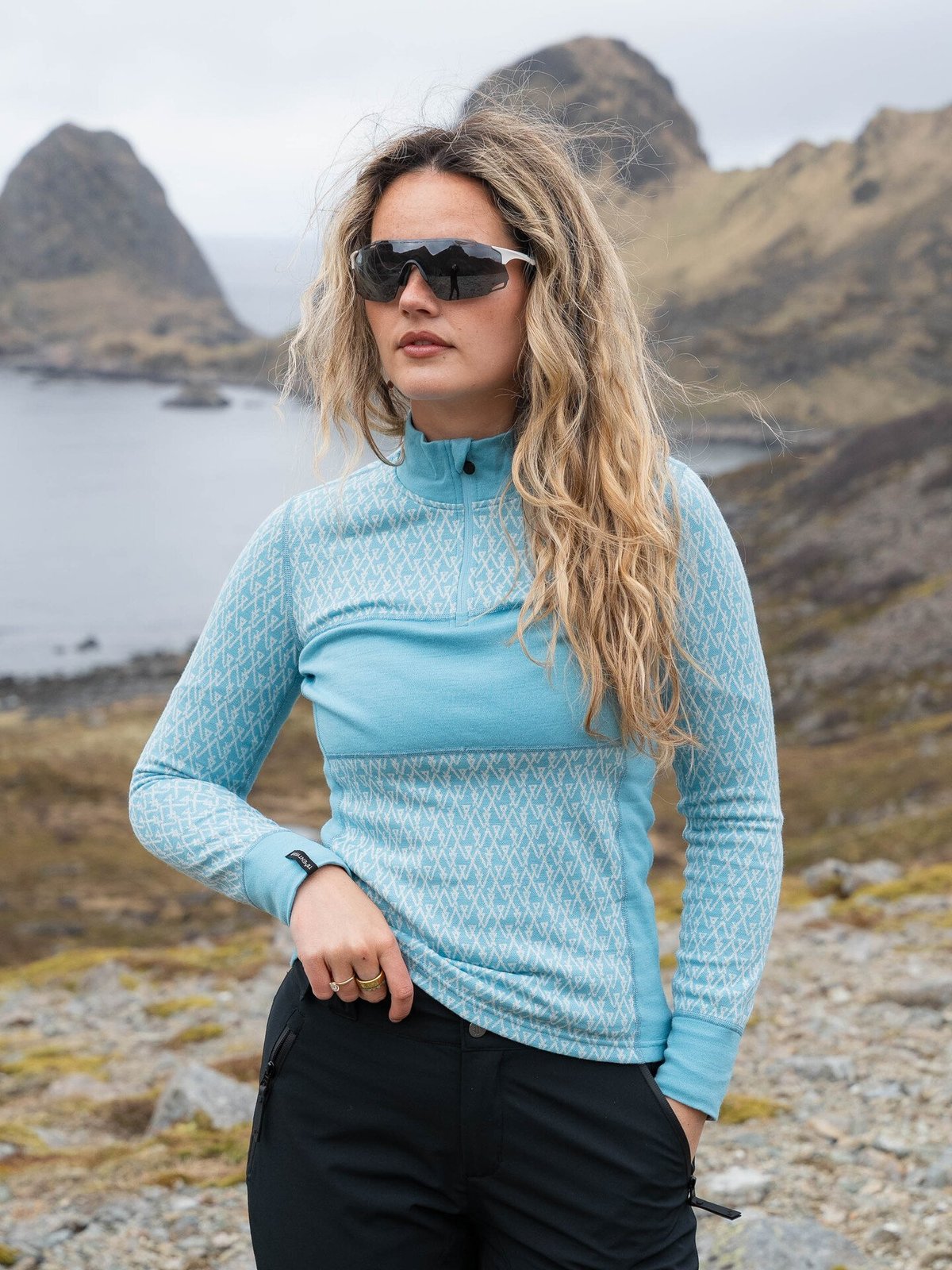 Twentyfour Aurora Aya Ull Half Zip Retro Blå