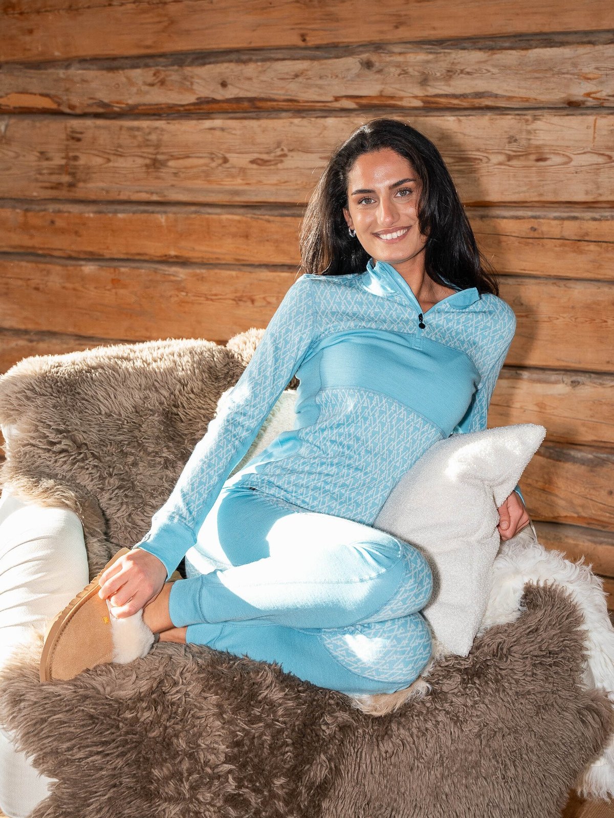 Twentyfour Aurora Aya Ull Half Zip Retro Blå