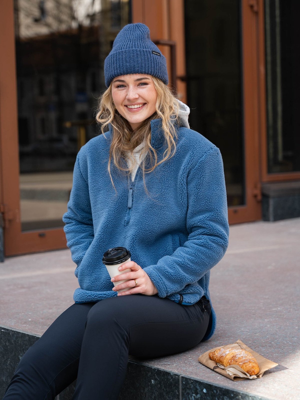 Twentyfour Mode Pile Half Zip Gråblå