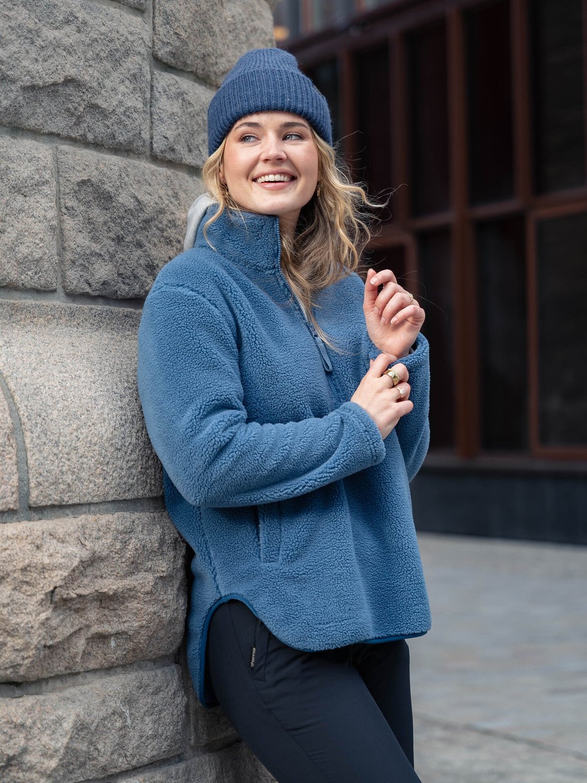 Twentyfour Mode Pile Half Zip Gråblå