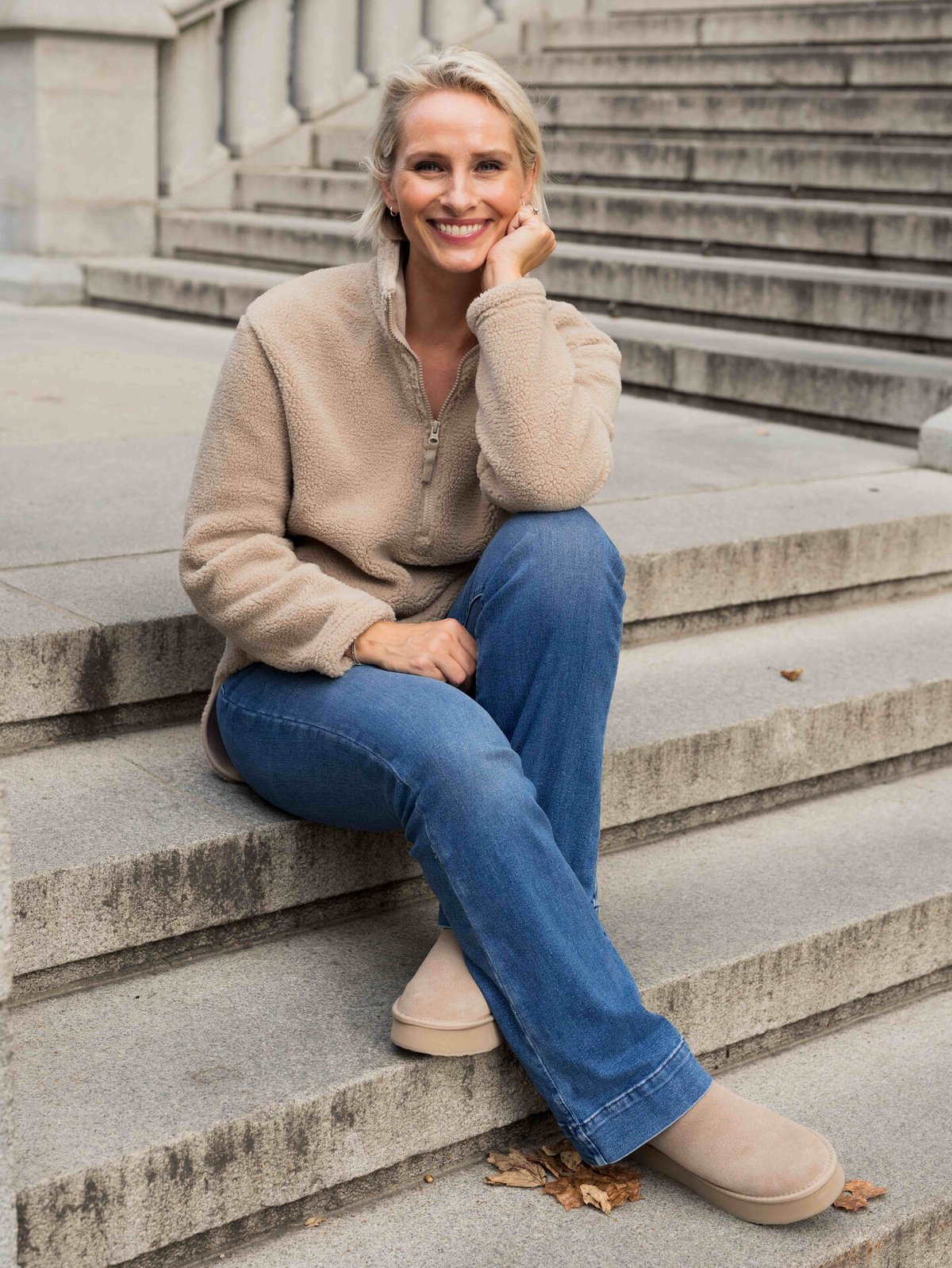 Twentyfour Mode Pile Half Zip Lys beige