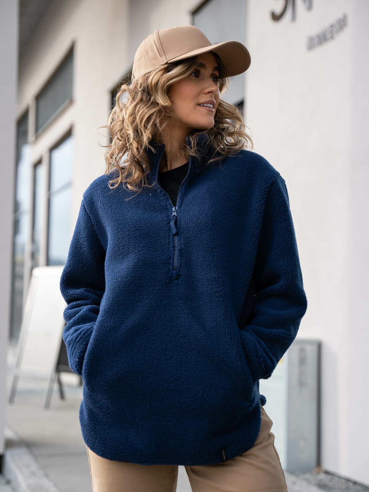 Twentyfour Mode Pile Half Zip Marineblå