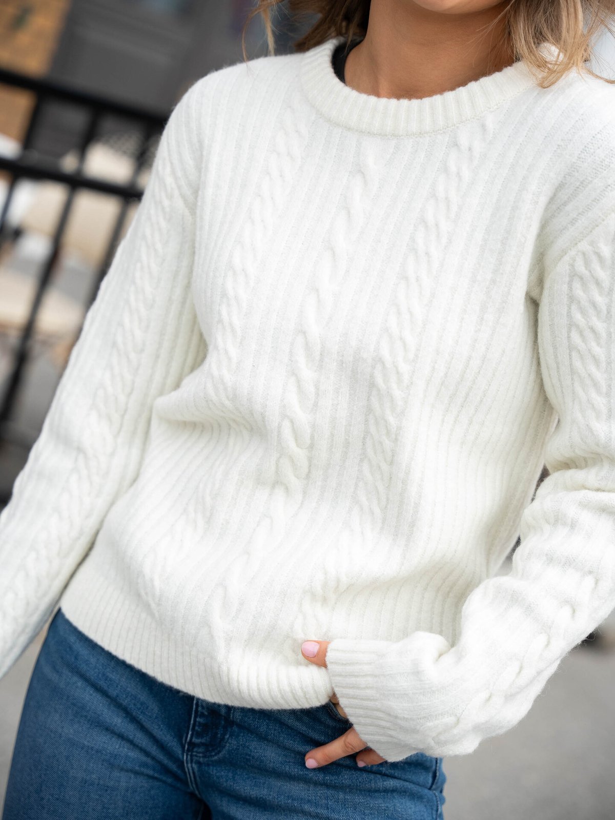 Twentyfour Finse Cable Genser Krem