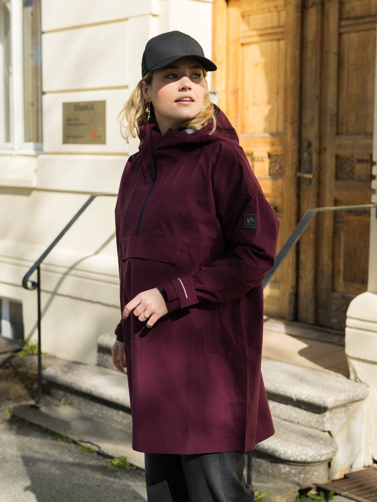 Twentyfour Mode 3-Lags Poncho Mørk Burgunder
