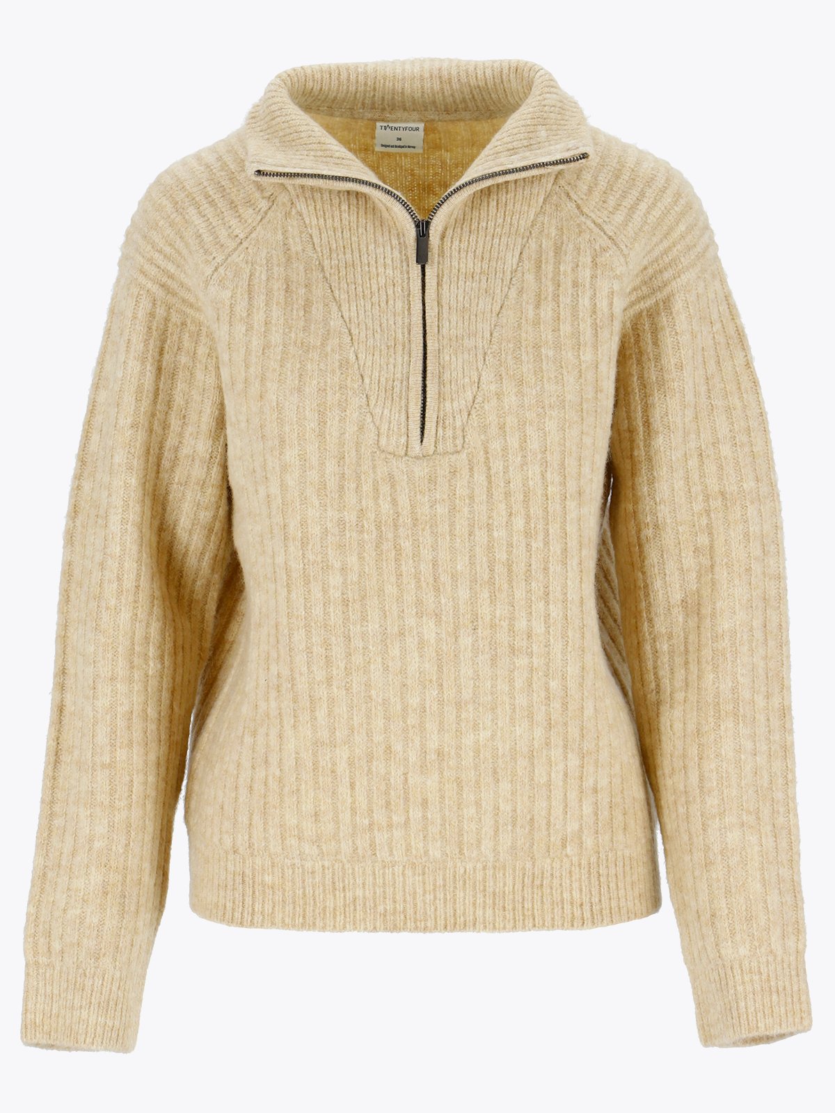 Twentyfour Mode Iris Half Zip Genser Beige melange