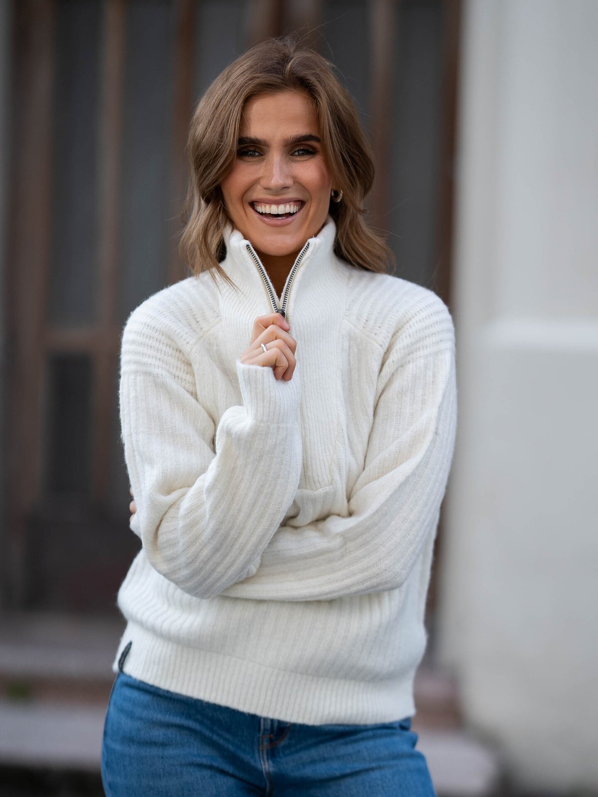 Twentyfour Mode Iris Half Zip Genser Hvit