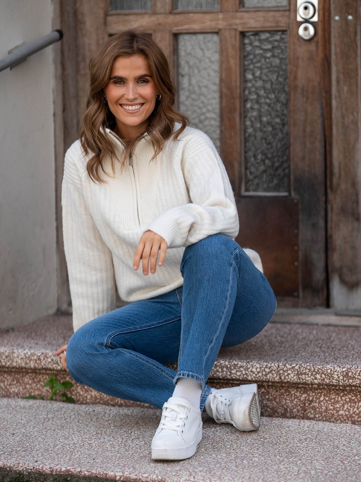 Twentyfour Mode Iris Half Zip Genser Hvit