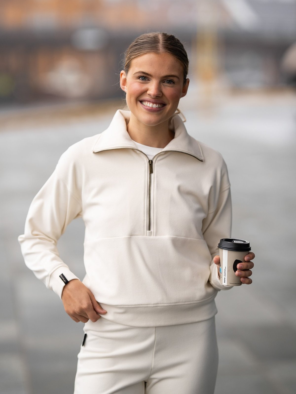 Twentyfour Mode Cozy Half-Zip Gråhvit