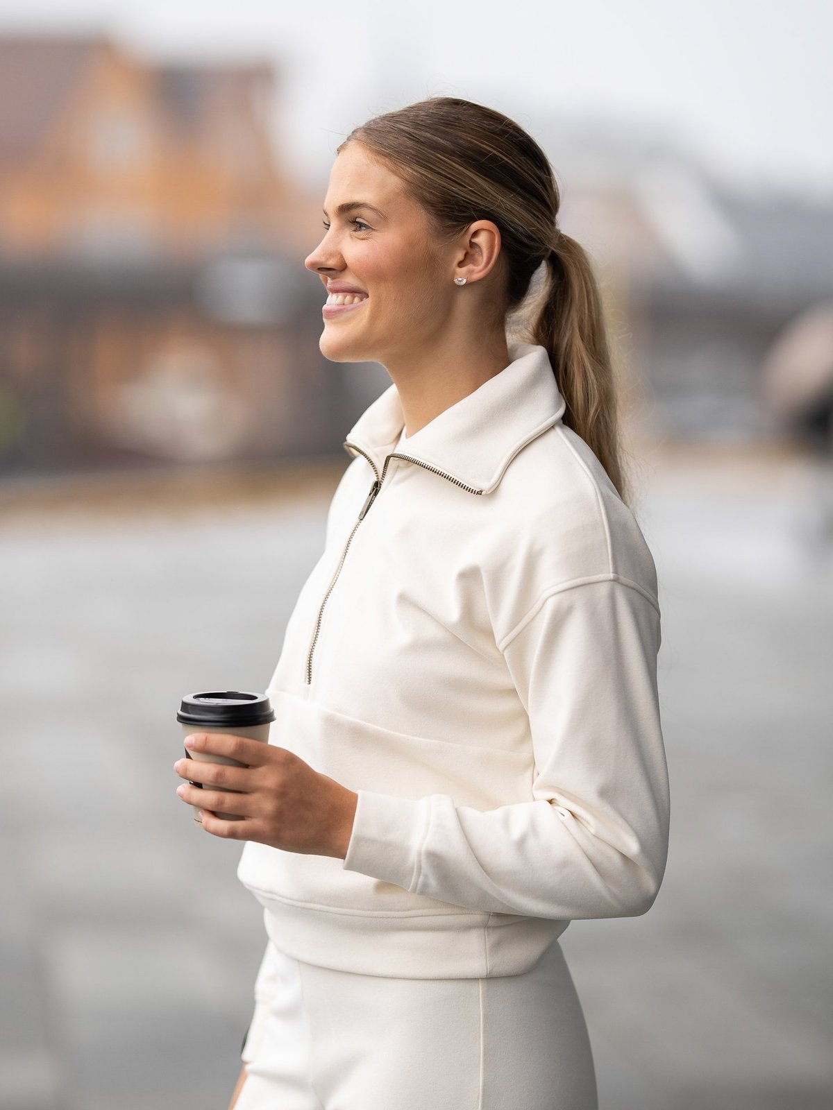 Twentyfour Mode Cozy Half-Zip Gråhvit