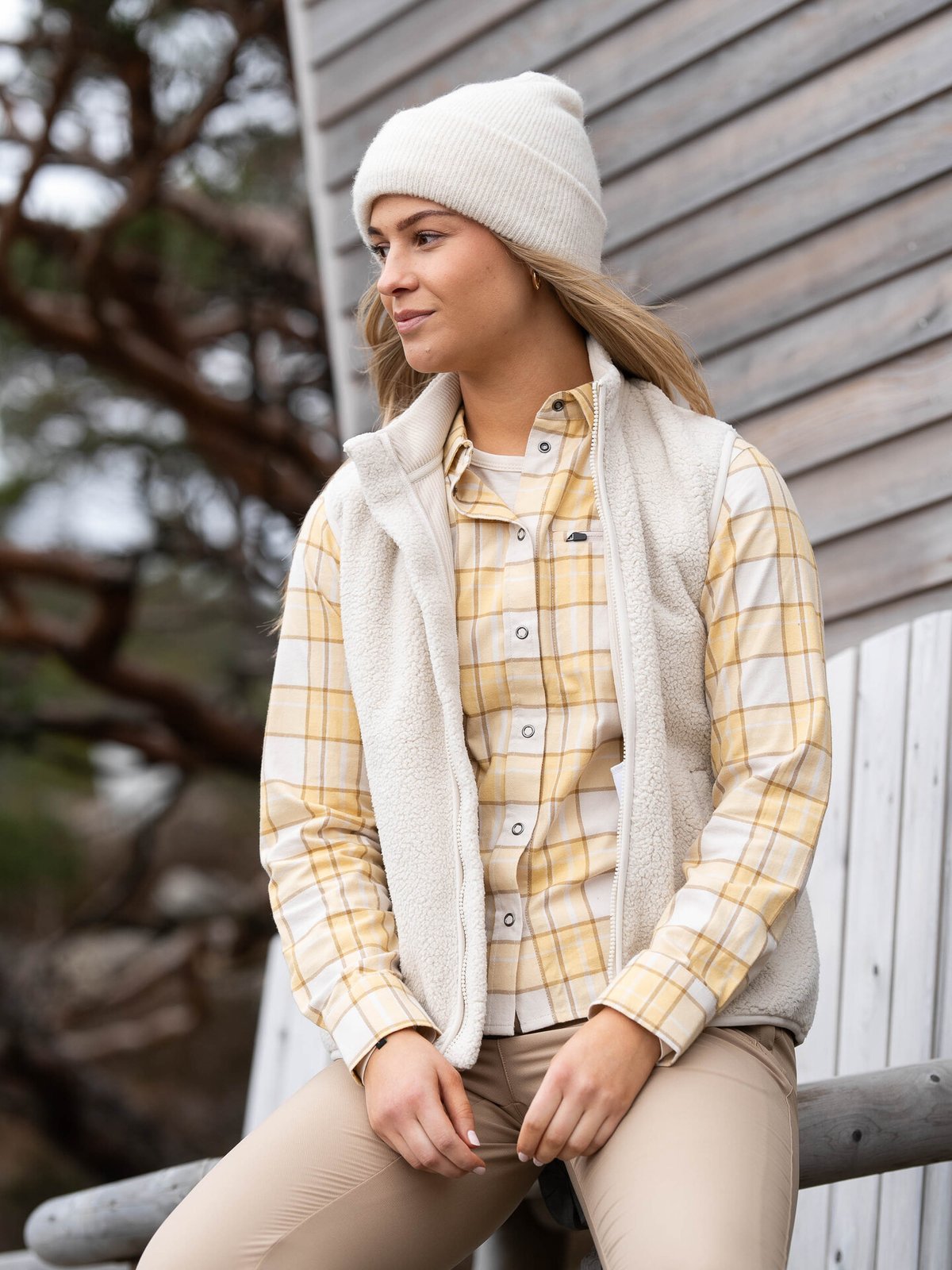 Twentyfour Finse Sherpa Vest Gråhvit