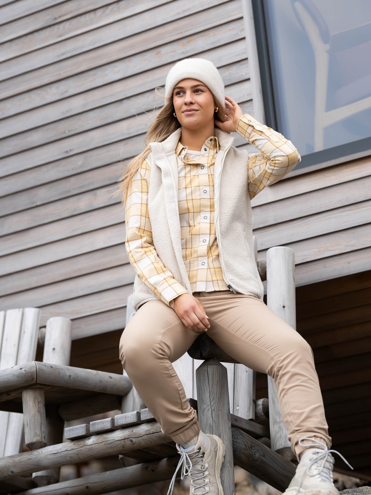 Twentyfour Finse Sherpa Vest Gråhvit