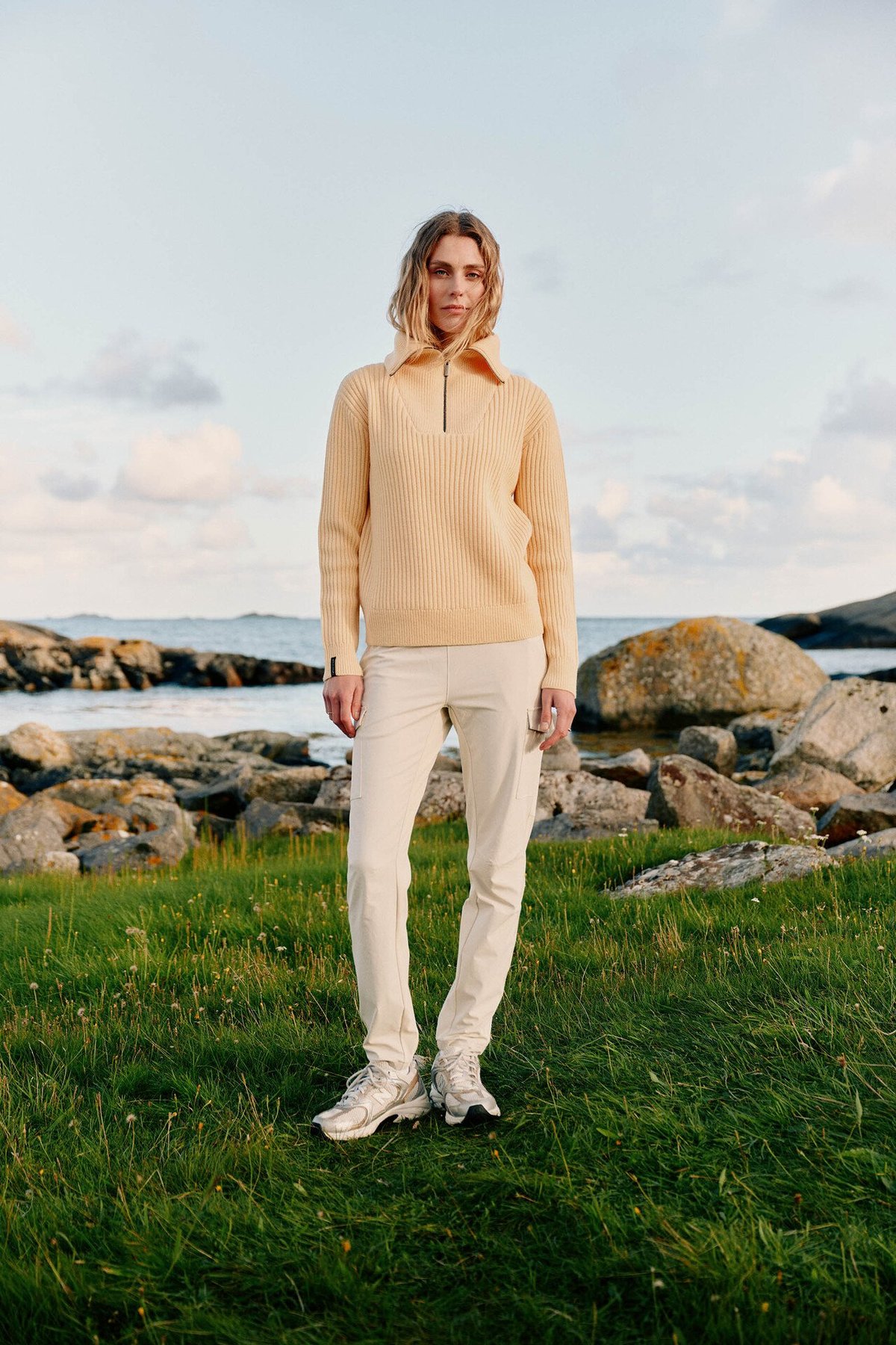 Twentyfour Mode Rib Half Zip Knit Lys Gul