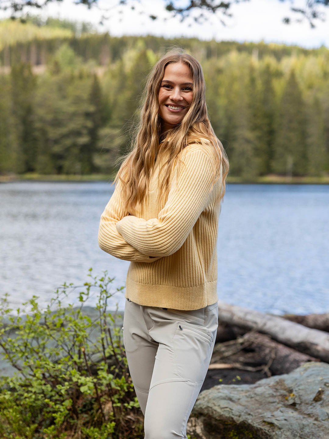 Twentyfour Mode Rib Half Zip Knit Lys Gul