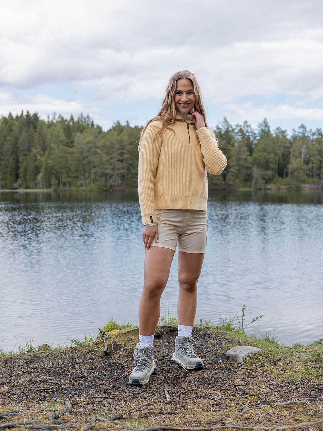 Twentyfour Mode Rib Half Zip Knit Lys Gul