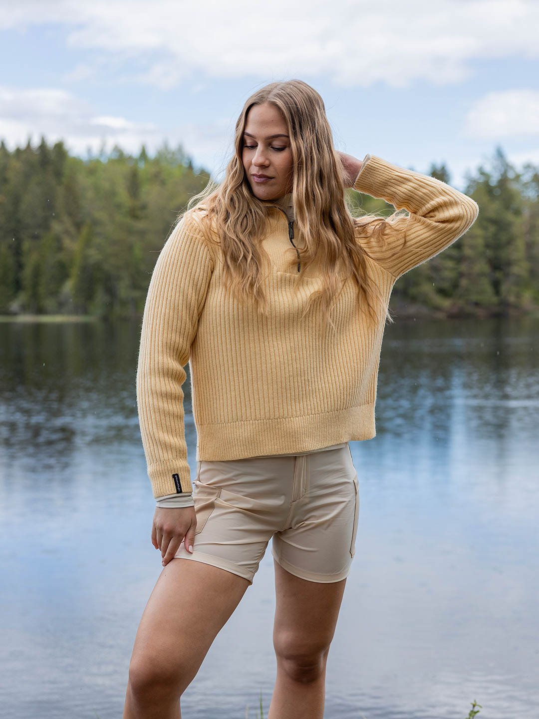 Twentyfour Mode Rib Half Zip Knit Lys Gul