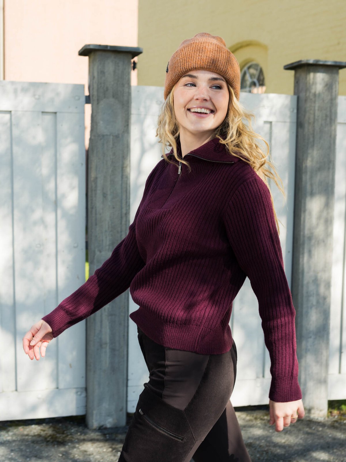 Twentyfour Mode Rib Half Zip Knit Burgunder