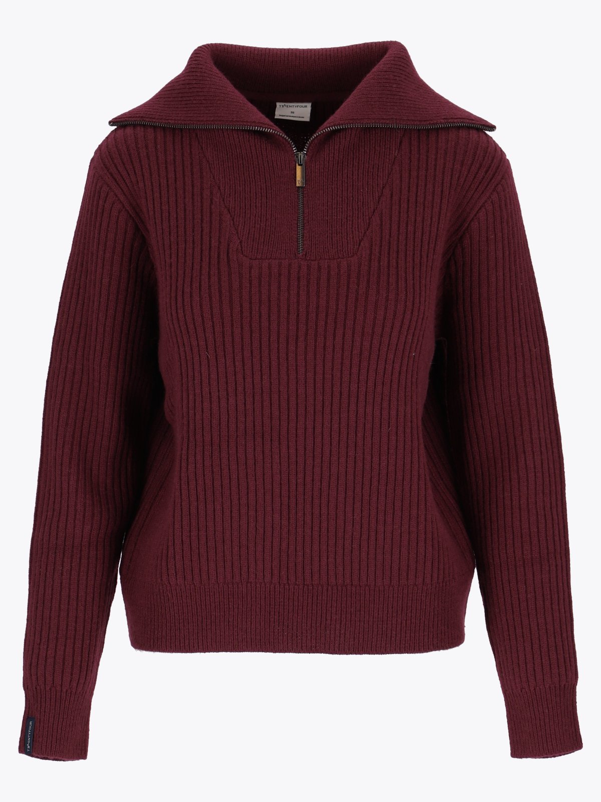 Twentyfour Mode Rib Half Zip Knit Burgunder
