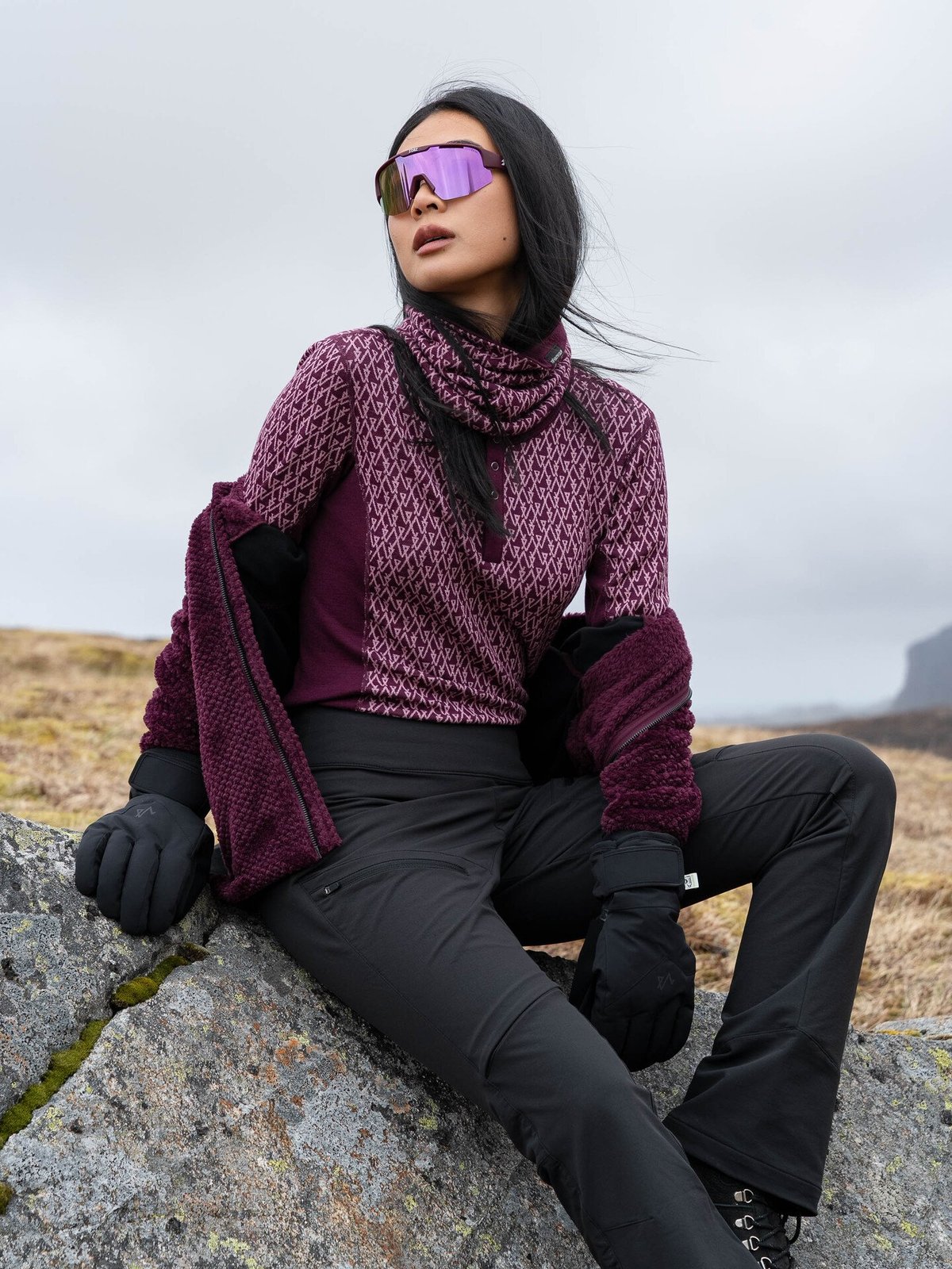 Twentyfour Finse 2W Ullhals Mørk Burgunder