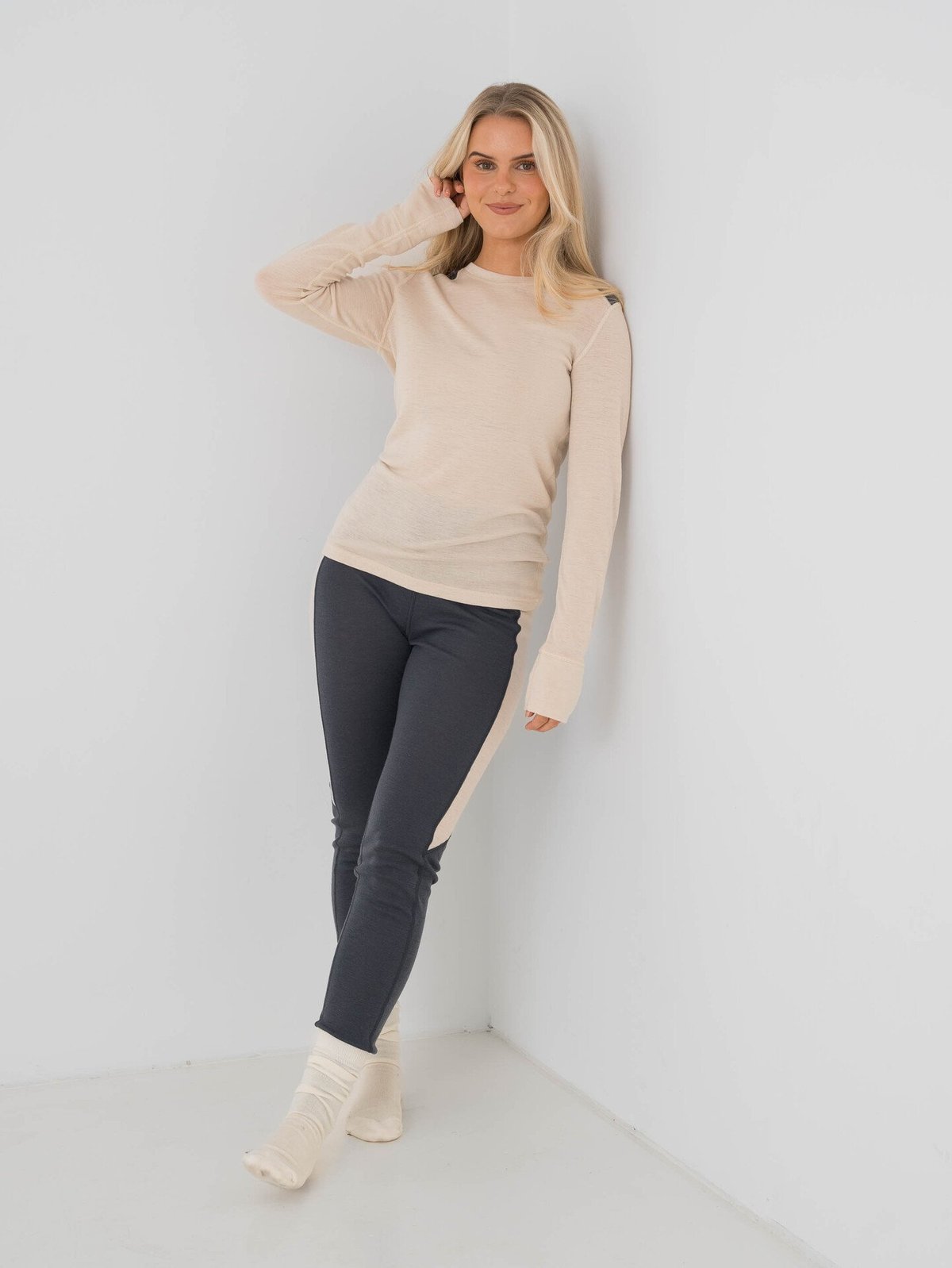 Twentyfour Finse Merino Long Sleeve Topp Gråhvit