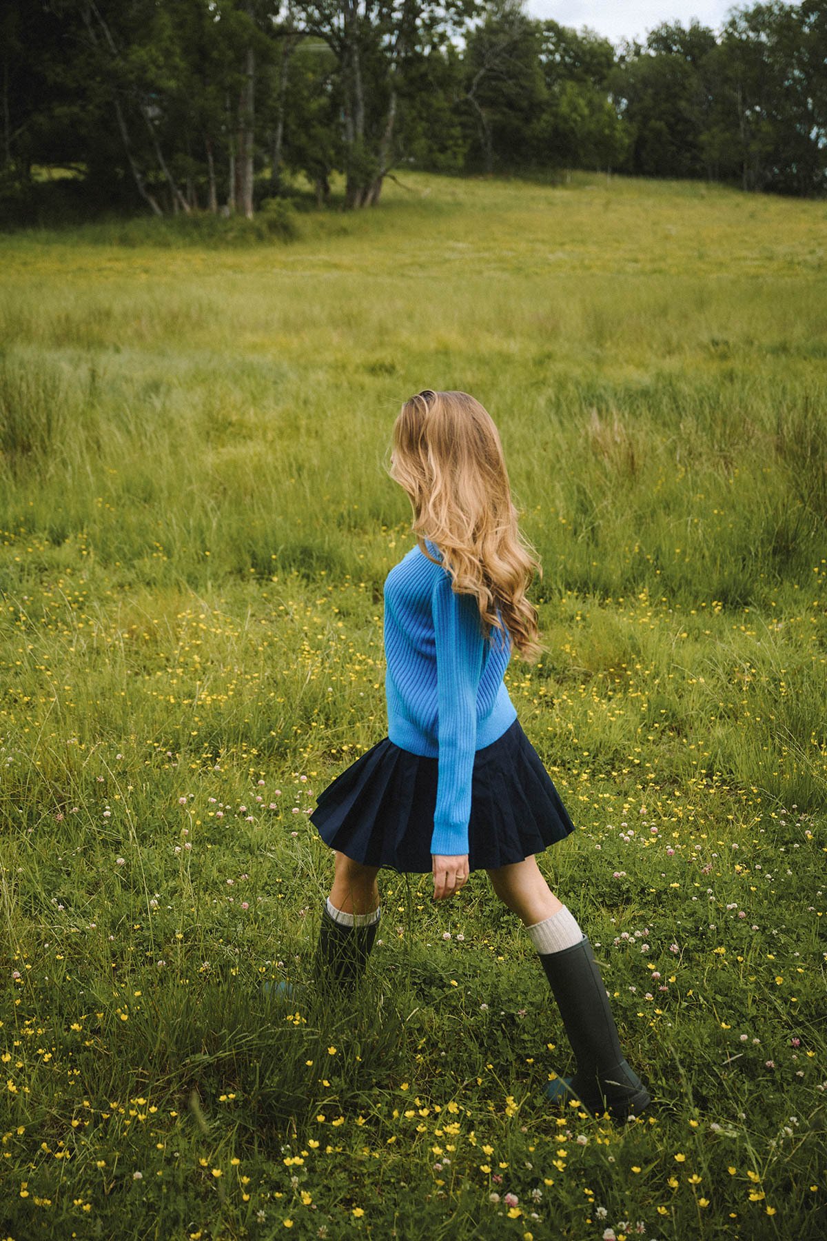 Twentyfour Mode Rib Half-Zip Knit Asurblå