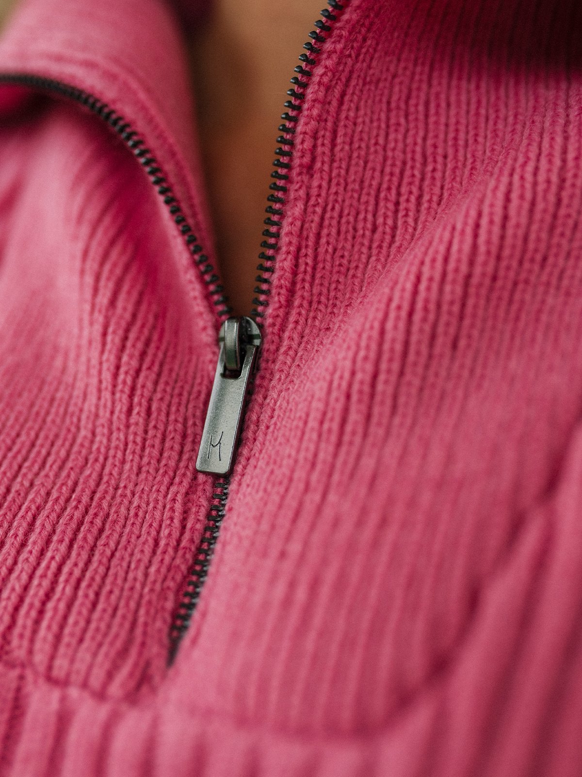 Twentyfour Mode Rib Half-Zip Knit Rosa