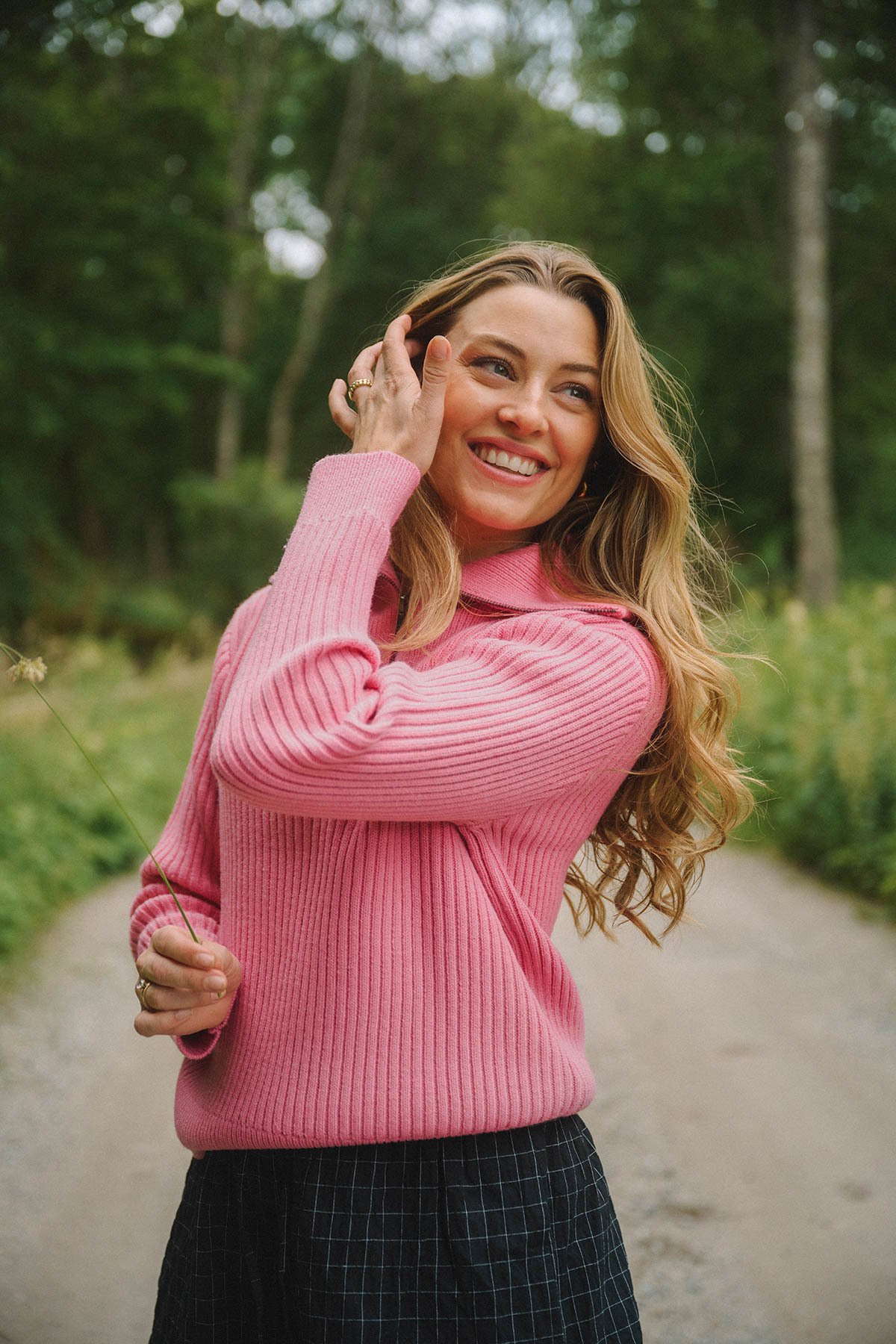 Twentyfour Mode Rib Half-Zip Knit Rosa