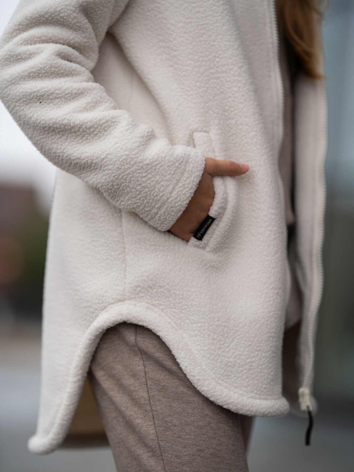 Twentyfour Mode Pile Jakke Gråhvit