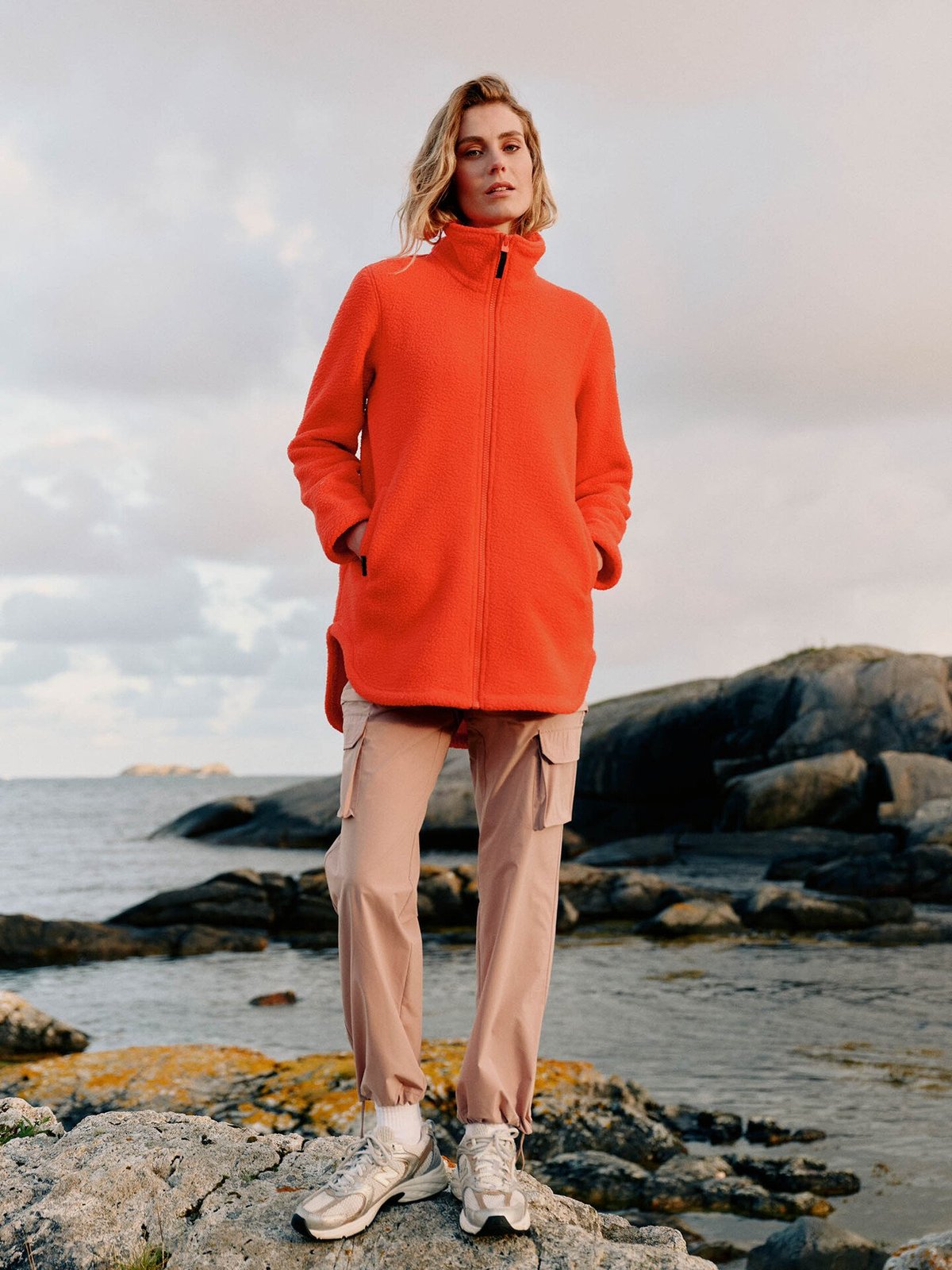 Twentyfour Mode Pile Jakke Tomatrød