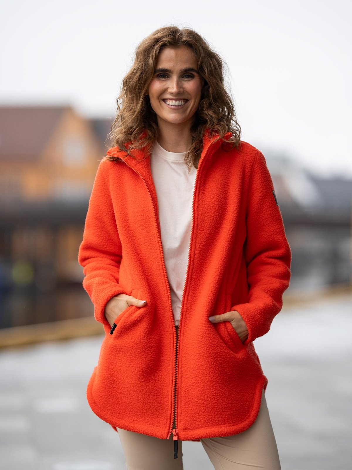 Twentyfour Mode Pile Jakke Tomatrød