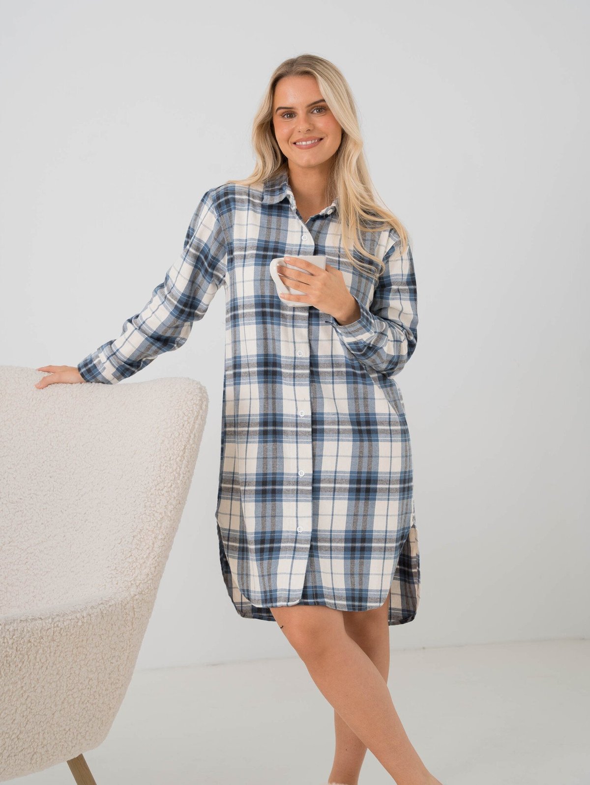 Twentyfour Dreamy Pyjamas Shirt Mellomblå