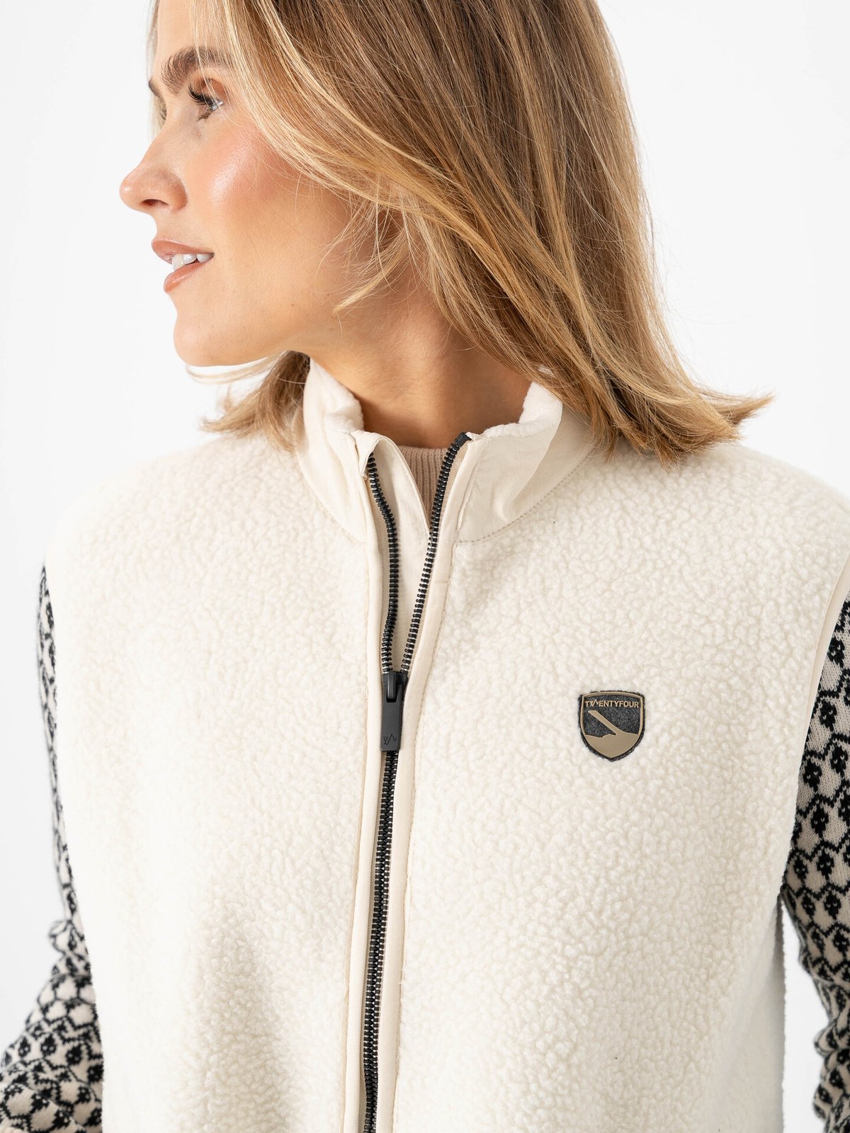 Twentyfour Aurora Pile Vest Kollen / Gråhvit