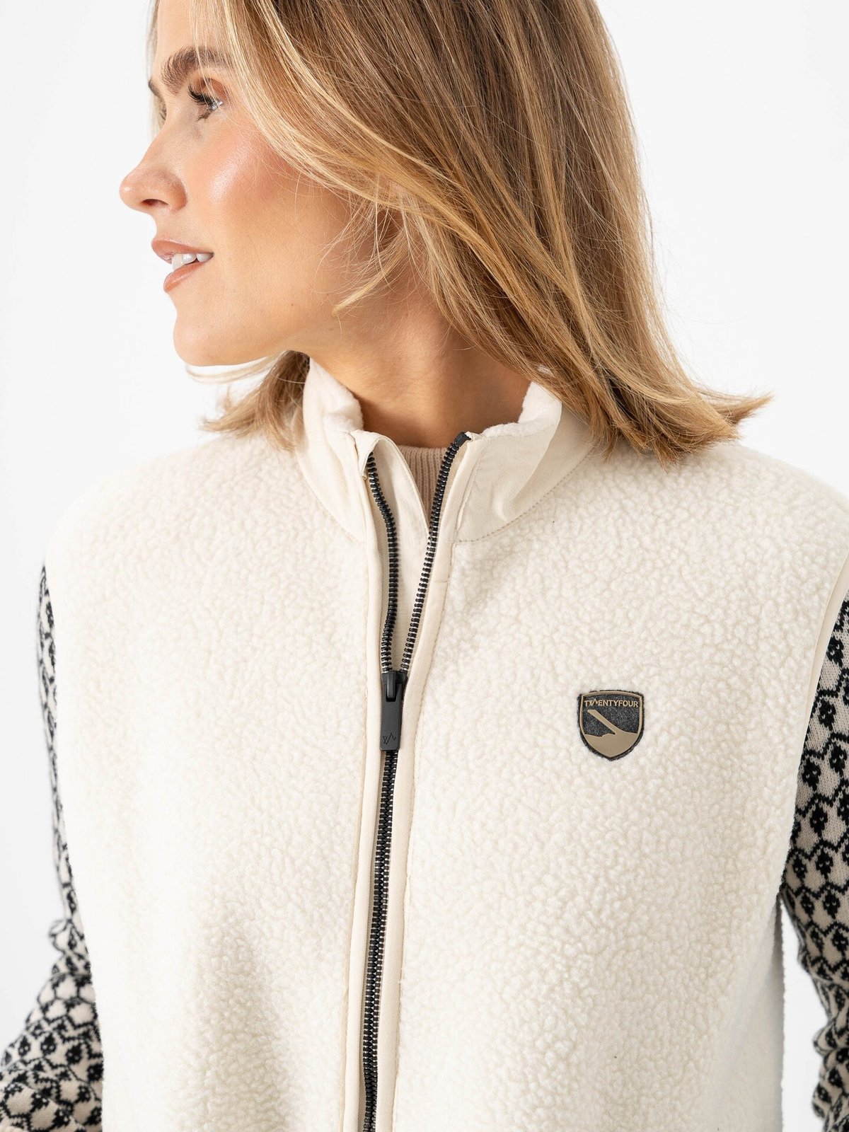 Twentyfour Aurora Pile Vest Kollen / Gråhvit