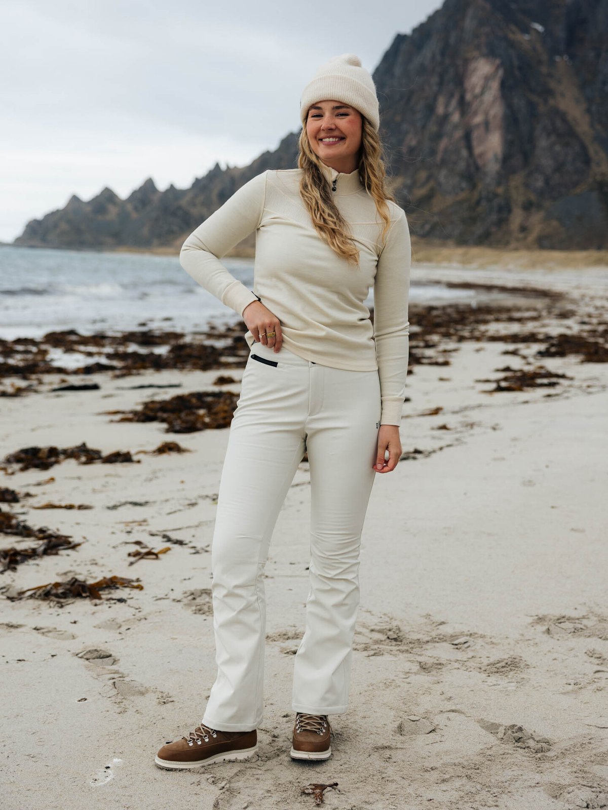 Twentyfour Aurora Oda Ull Half Zip Gråhvit