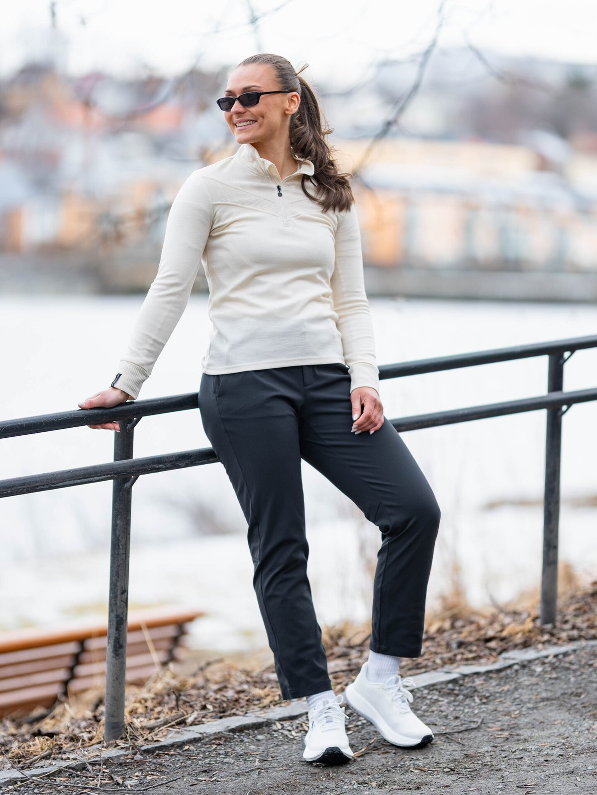 Twentyfour Aurora Oda Ull Half Zip Gråhvit