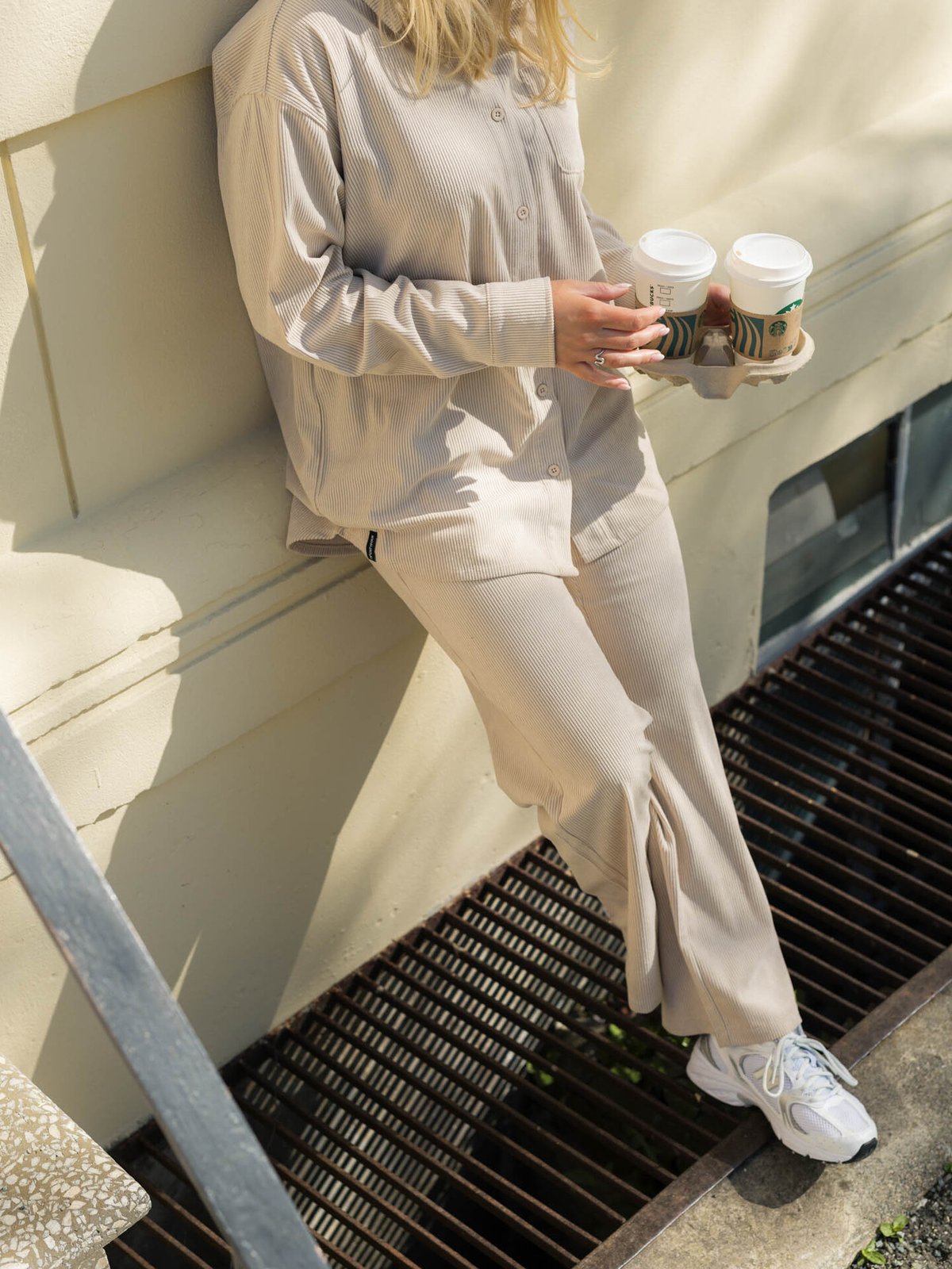 Twentyfour Mode Cord Skjorte Gråhvit