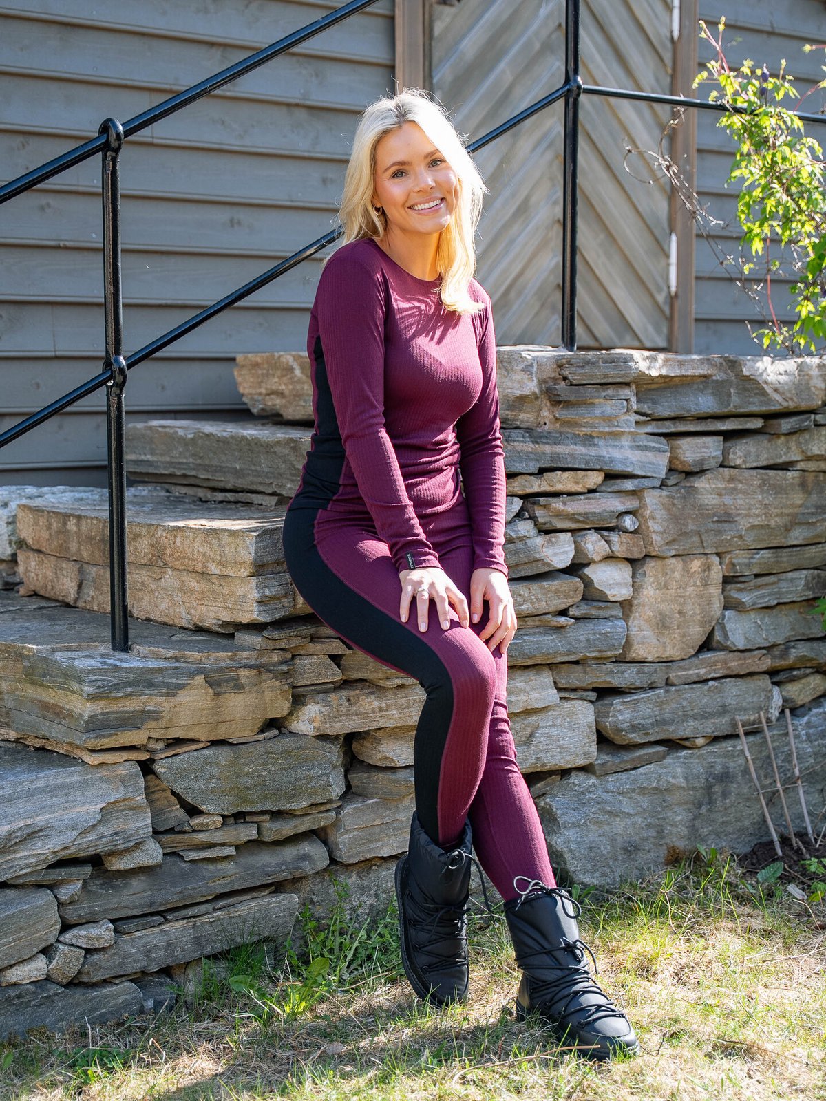 Twentyfour Aurora Baselayer Sett Mørk burgunder