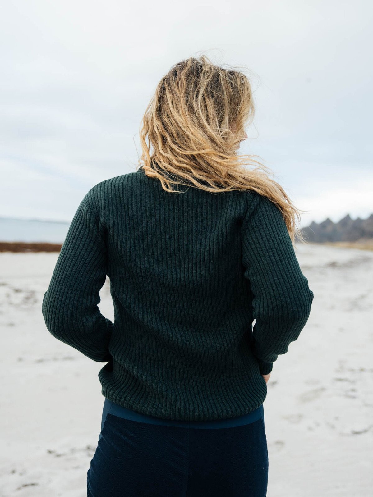 Twentyfour Mode Rib RN Sweater Dyp Grønn