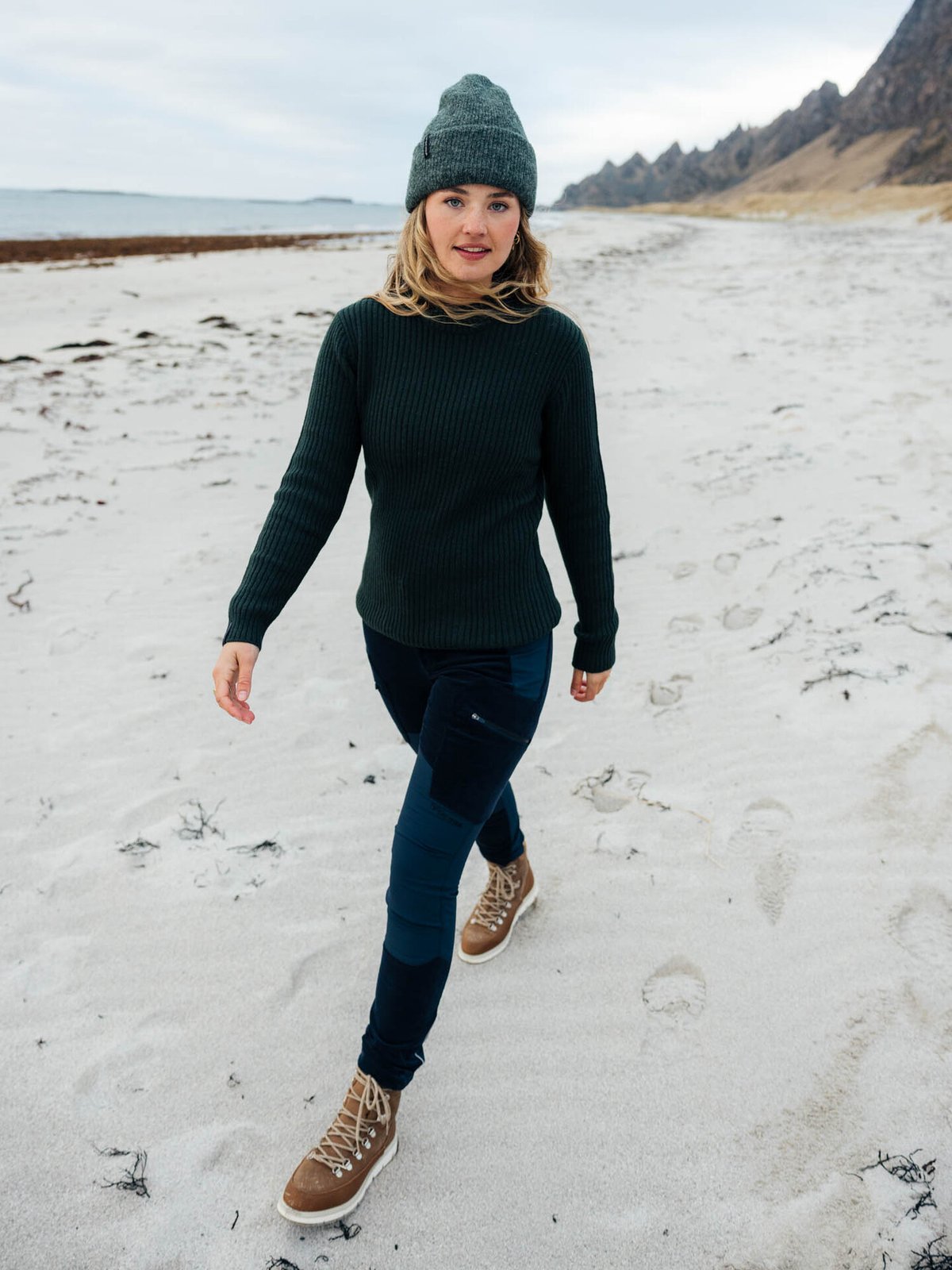 Twentyfour Mode Rib RN Sweater Dyp Grønn