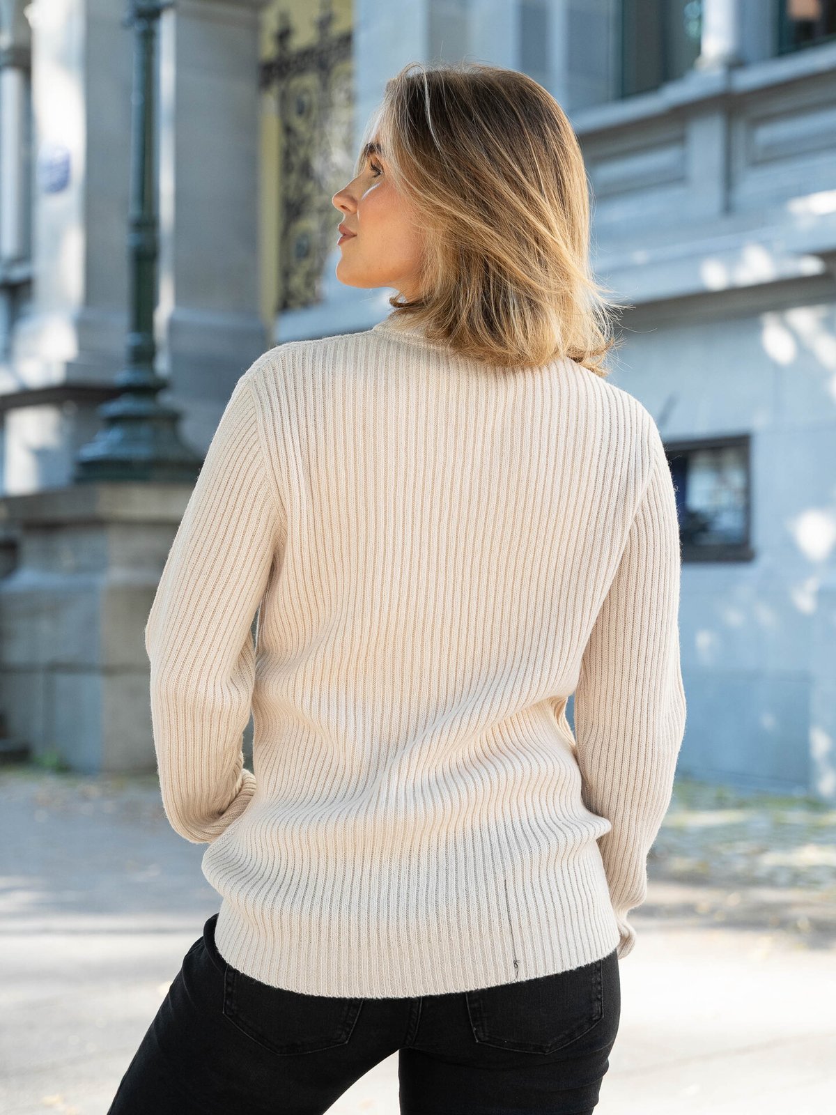 Twentyfour Mode Rib RN Sweater Gråhvit