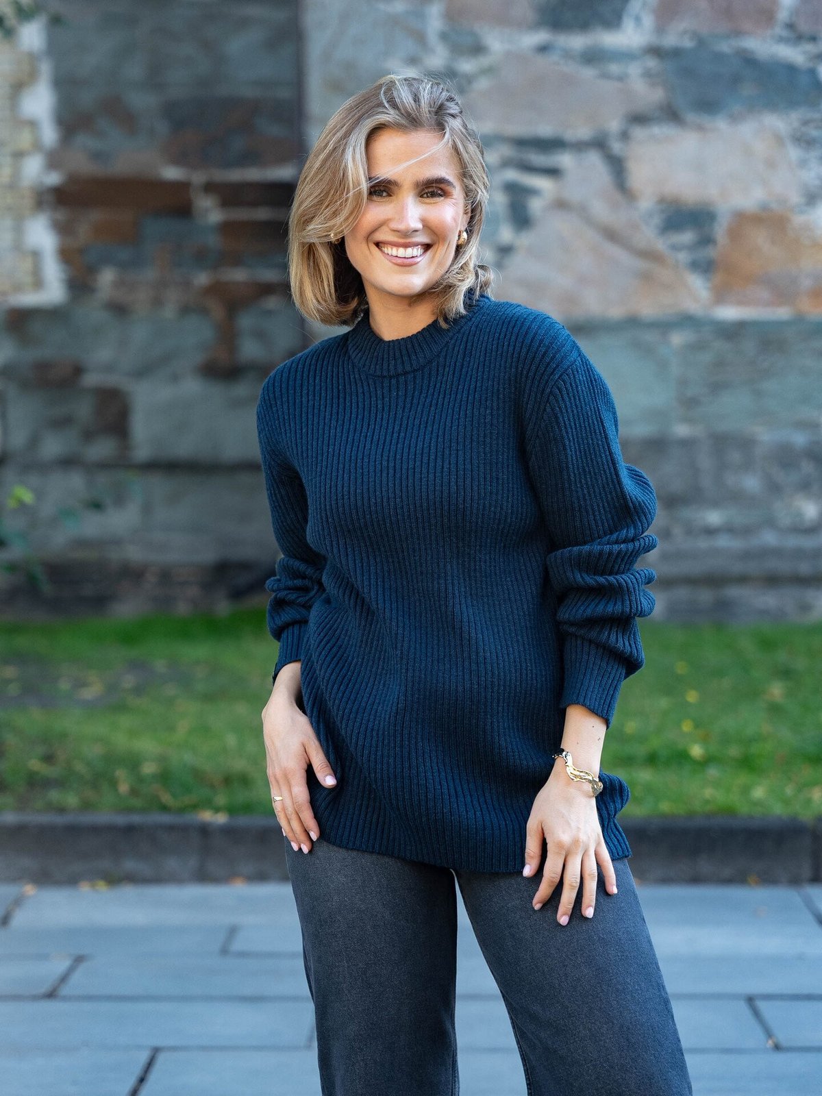 Twentyfour Mode Rib RN Sweater Marine