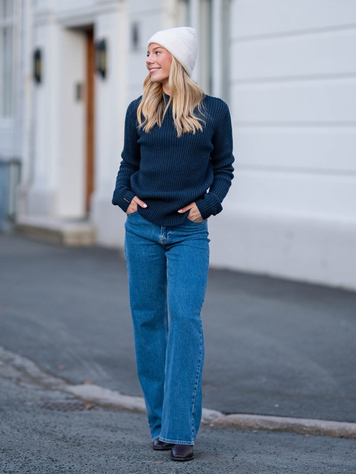 Twentyfour Mode Rib RN Sweater Marine