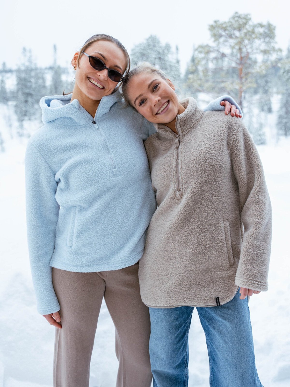 Twentyfour Mode Pile Hood Half Zip Frostblå